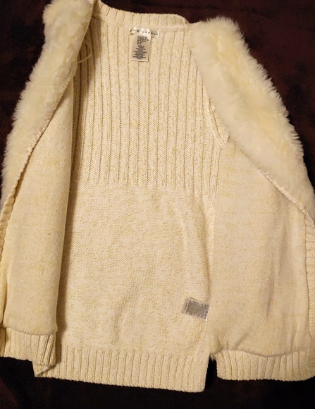 Girls Faux Fur Vest Max Studio White 10-12 - Picture 2 of 4